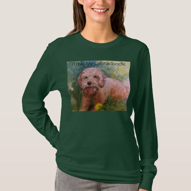 Eu amo minha Capa longa da camisa de Labradoodle T (Frente)