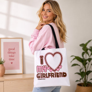 Eu Amo Minha Namorada Bolsa Marrom Rosa Tote