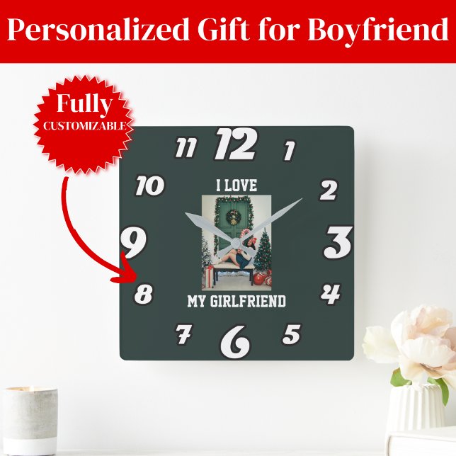Eu Amo Minha Namorada Relógio de Parede com Foto P (I Love My Girlfriend Photo Wall Clock Gift)
