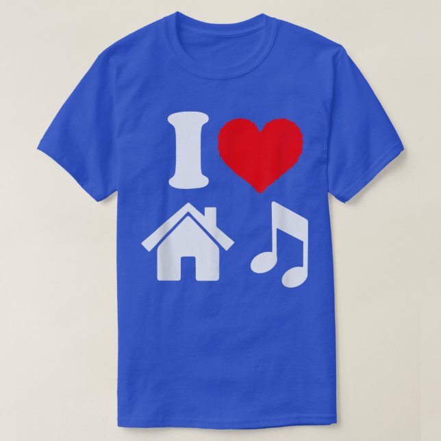 Eu amo música caseira i coração house camiseta (Frente do Design)