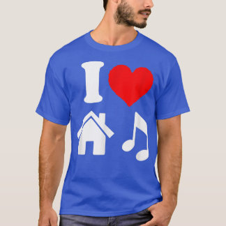 Eu amo música caseira i coração house camiseta