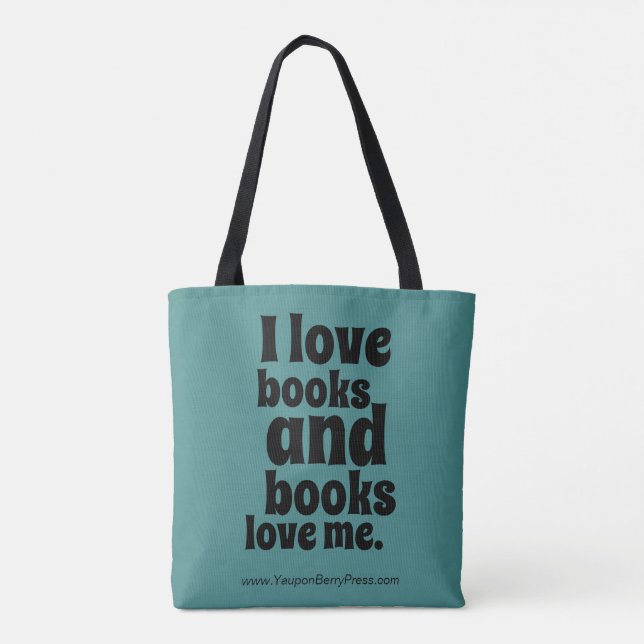 Eu amo o bolsa dos livros (cerceta e o preto) (Verso)