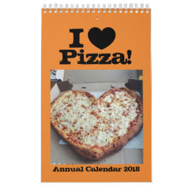 Eu amo o calendário anual 2018 da pizza