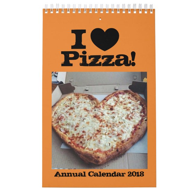Eu amo o calendário anual 2018 da pizza (Capa)