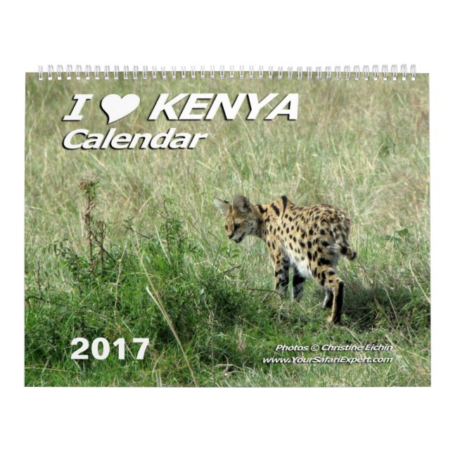 EU AMO o calendário de KENYA (a Dois-Página) (Capa)