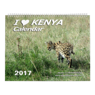 EU AMO o calendário de KENYA (a Dois-Página)