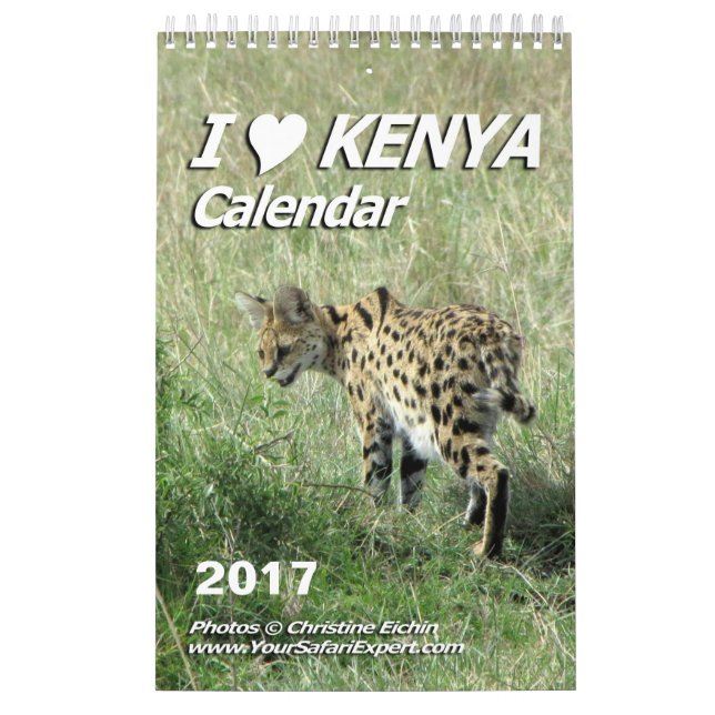 EU AMO o calendário de KENYA (a única página) (Capa)
