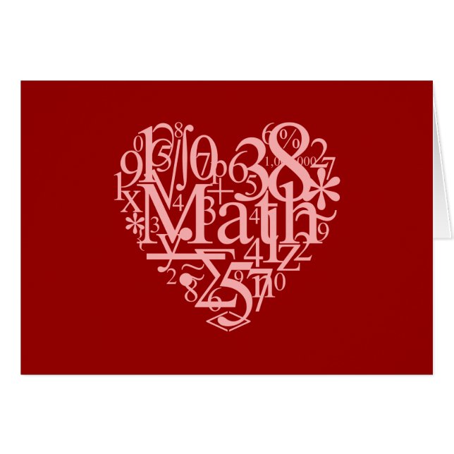 Eu amo o cartão da matemática (Frente Horizontal)