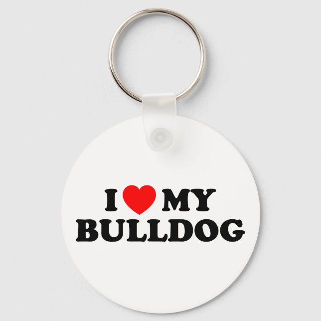 Eu amo o meu Chaveiro de Buldogue (Frente)