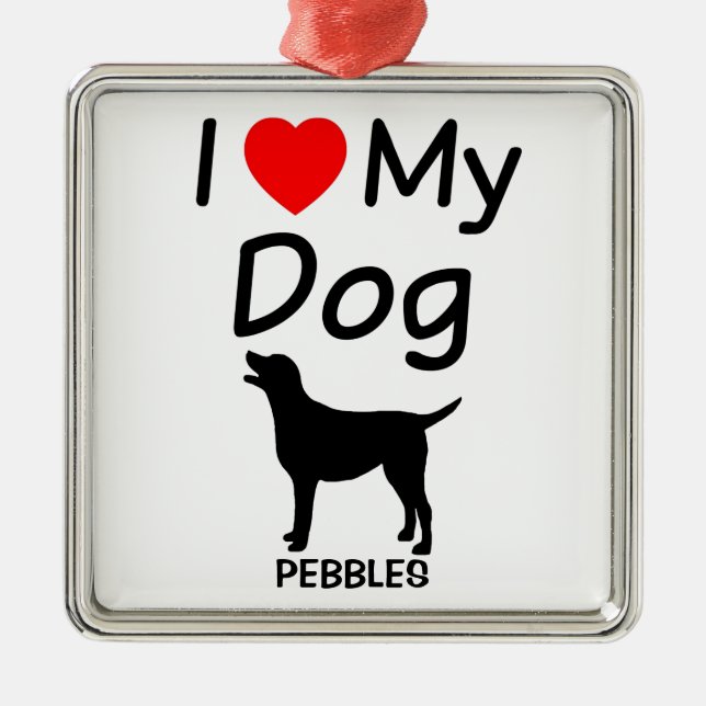 Eu Amo O Meu Enfeites de natal De Cachorro (Frente)