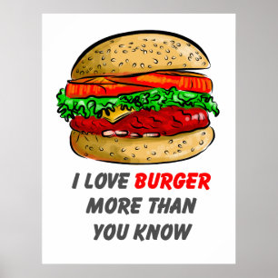 Eu amo o poster do hamburguer