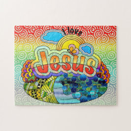 Eu amo o quebra-cabeça de serra de vaivém de Jesus