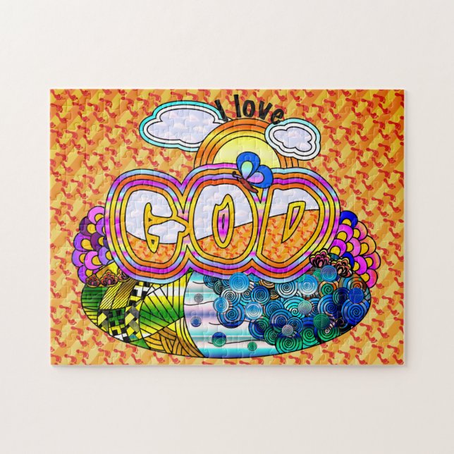 Eu amo o quebra-cabeça do deus (Horizontal)