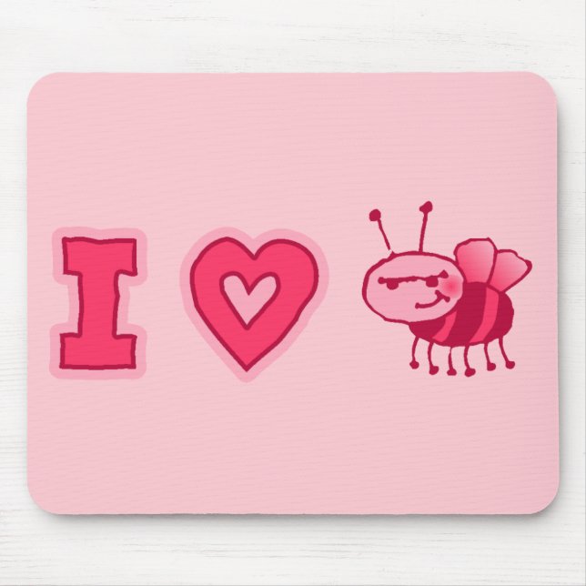 "Eu amo os insetos" Mousepad no rosa (Frente)