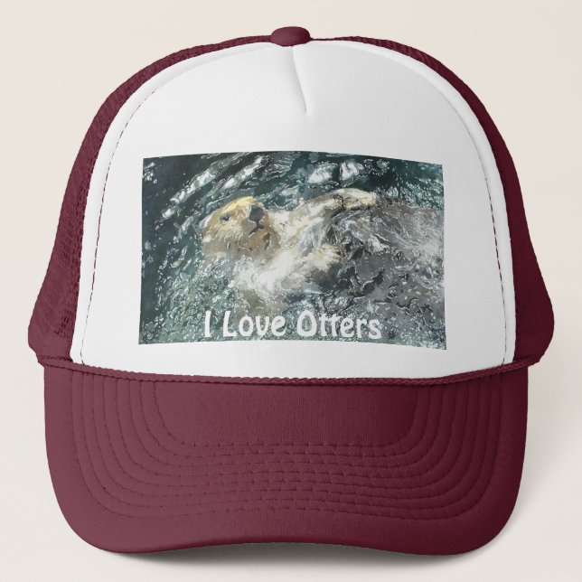 "Eu Amo Otters!" Boné Trucker (Frente)