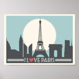 Eu amo Paris Poster vintage