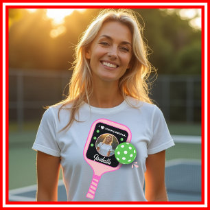 Eu Amo Pickleball Raquete Rosa Foto Esportiva FOTO