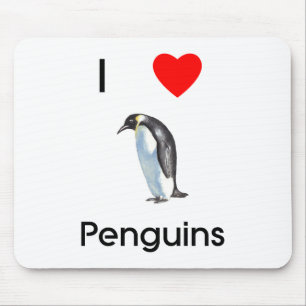 Eu amo pinguins Mousepad