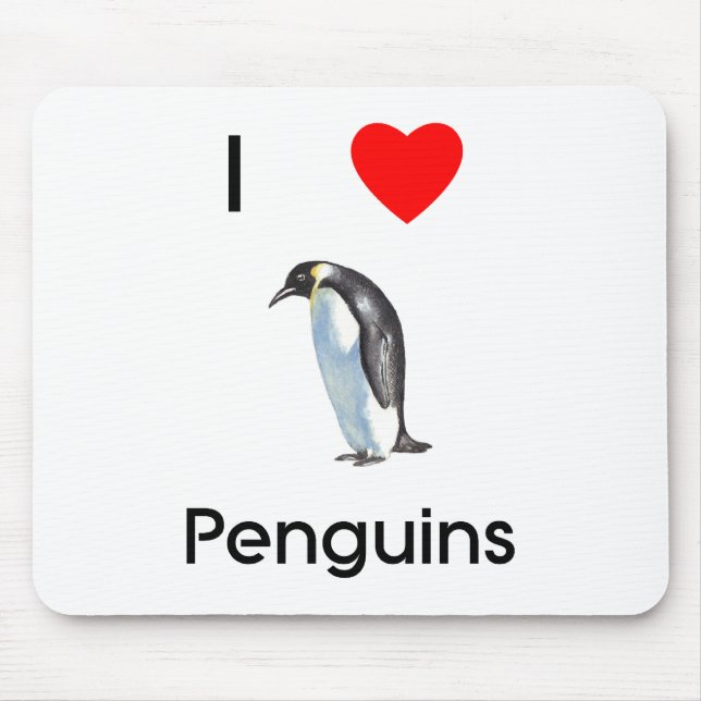 Eu amo pinguins Mousepad (Frente)