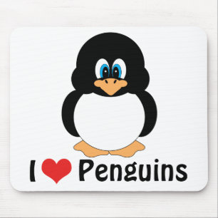 Eu amo pinguins Mousepad