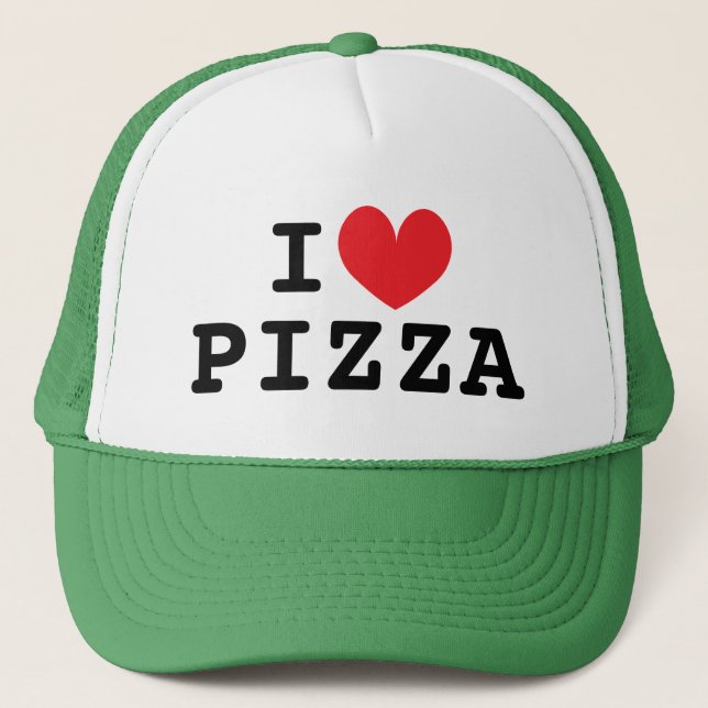 Eu amo Pizza amante de comida italiana boné de cam (Frente)