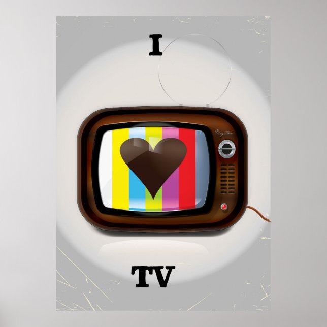 Eu amo pôster de desenho animado na TV (Frente)