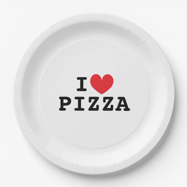 Eu amo pratos de papel para festa de Pizza (Frente)