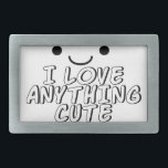 Eu Amo Qualquer Coisa Bonita<br><div class="desc">Um rosto, olhos e boca do estilo Kawaii. Texto e desenho a preto e branco.</div>