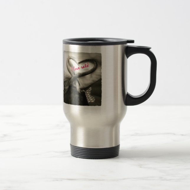 Eu amo ratos! caneca de prata (Direita)