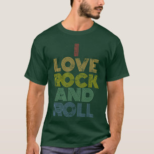 Eu Amo Rock and Roll Camiseta arco-íris desgastada