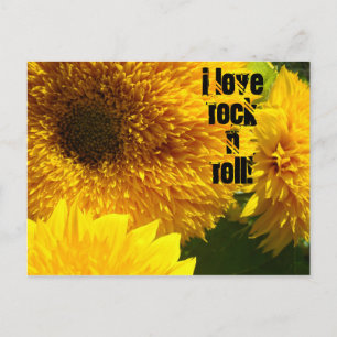 Eu Amo Rock n Roll cartões postais Sunflower Brigh
