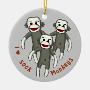 Eu Amo Sock Monkeys enfeite