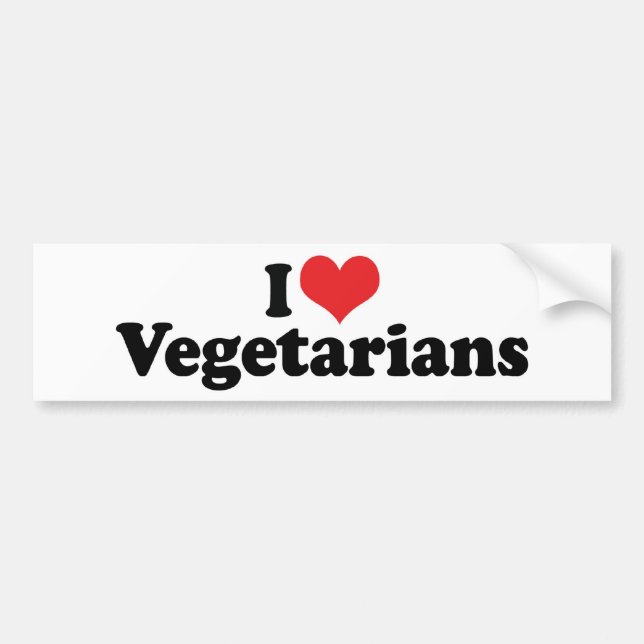 Eu Amo Vegetarianos Adesivo de Para-choque (Frente)