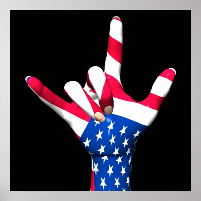 Eu Amo Você, EUA, Bandeira Poster (Frente)