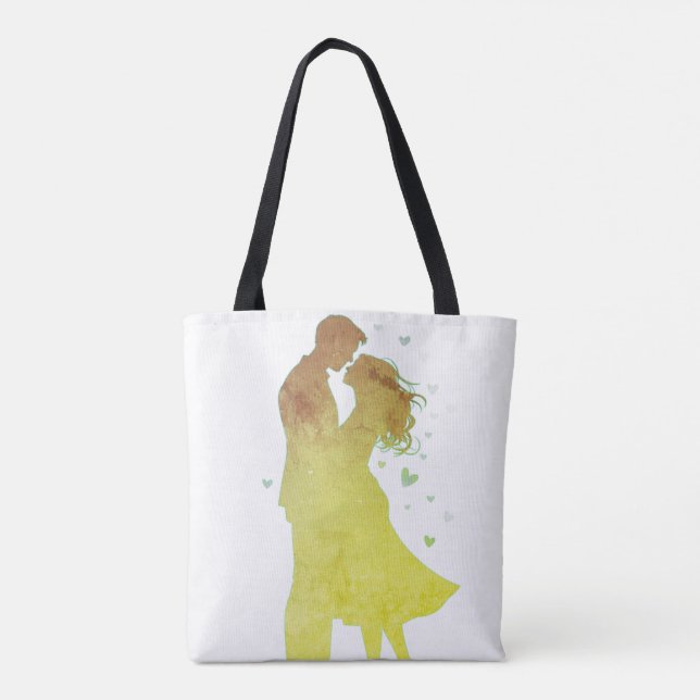 Eu Amo Você Homem e Mulher em uma Bolsa Tote (Verso)