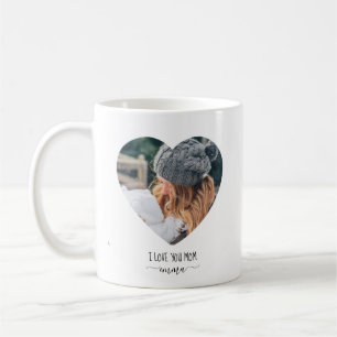 Eu Amo Você Mamãe Caneca de Café com 2 Fotos Perso