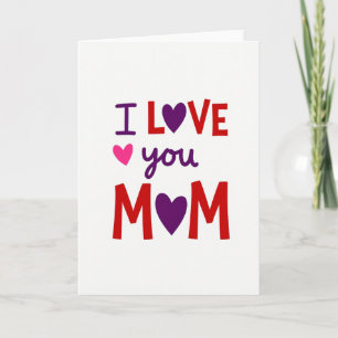 Eu Amo Você Mamãe Cartão com Desenho de Coração