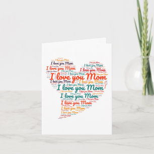 Eu amo você Mamãe Palavra Arte Cartão do Dia das M
