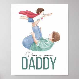 Eu Amo Você Papai Poster Super-Herói Pai e Filho