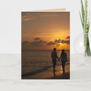EU AMO VOCÊ PRAIA CASAL SUNSET CARTÃO