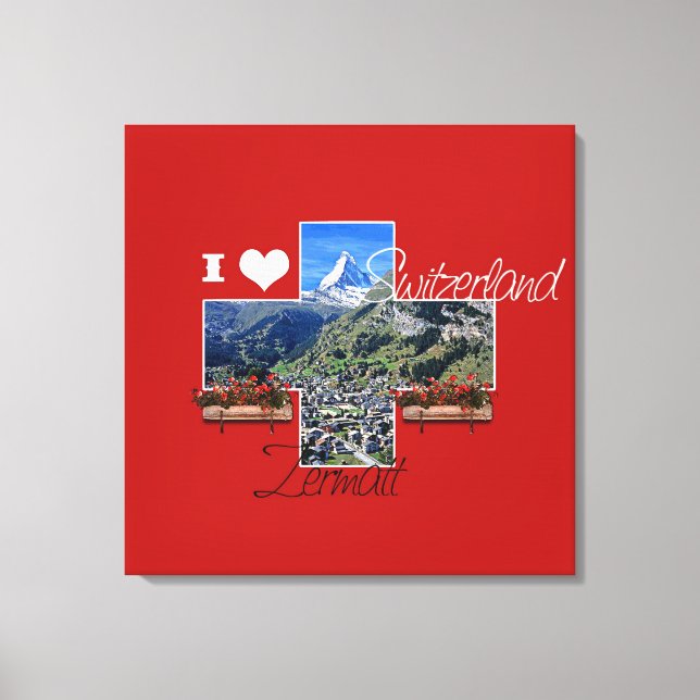 Eu amo Zermatt, Suiça, Canvas (Frente)