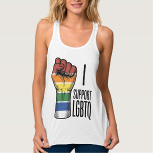 Eu Apoio Camisa de Punho Orgulho Vintage LGBTQ Des