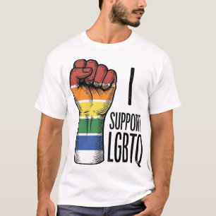 Eu Apoio Camisa de Punho Orgulho Vintage LGBTQ Des
