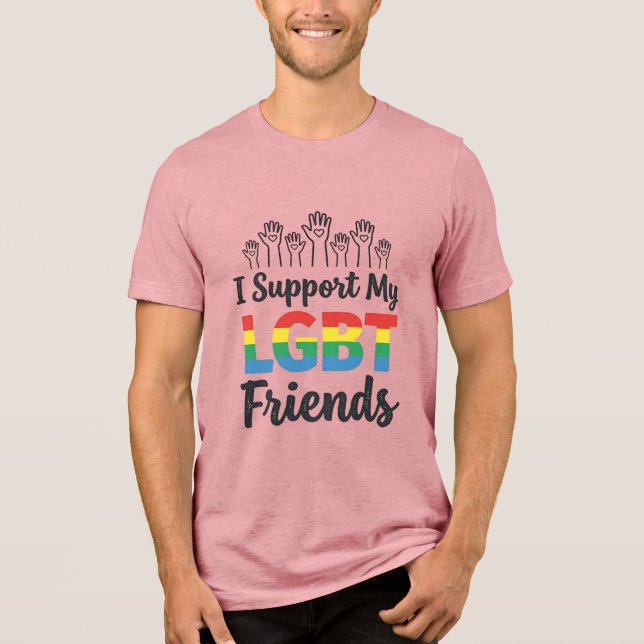 Eu Apoio Meus Amigos LGBT Orgulho Arco-Íris Vetor  (Frente)