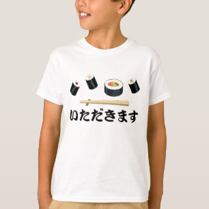 Eu como camisas do T do miúdo do sushi