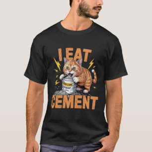 EU COMO CIMENTO Camiseta engraçada de meme de gato