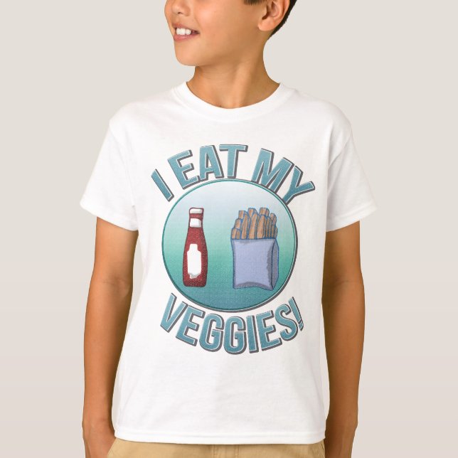 Eu como minha camisa dos miúdos dos vegetarianos (Frente)