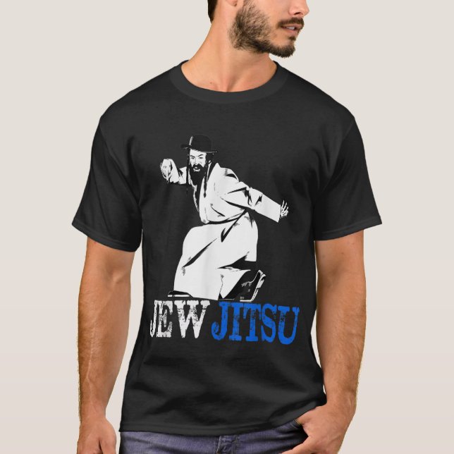 Eu Conheço Jew Jitsu Camisa Rabino Horah Dance Jiu (Frente)