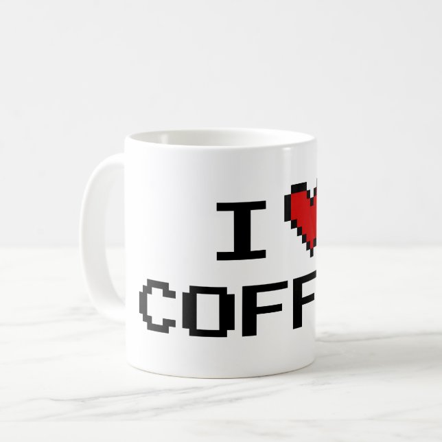 Eu coração café digi caneca de café para programad (Frente Esquerda)