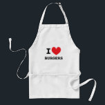 Eu coração hambúrgueres CHURRASCO avental para o c<br><div class="desc">Eu coração hambúrgueres CHURRASCO para chefe de chef. Bicicletas curtas e longas para homens ou mulheres. Personalize,  adoro modelo design. Também disponível em outras cores. Perfeito para amantes de carne. Ótimos pombos de cozinha para cozinhar e grelhar. Eu monta hambúrgueres.</div>